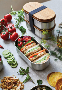 Logotrade reklaminiai produktai nuotrauka: „Black+Blum“ nerūdijančio plieno dviguba bento dėžutė